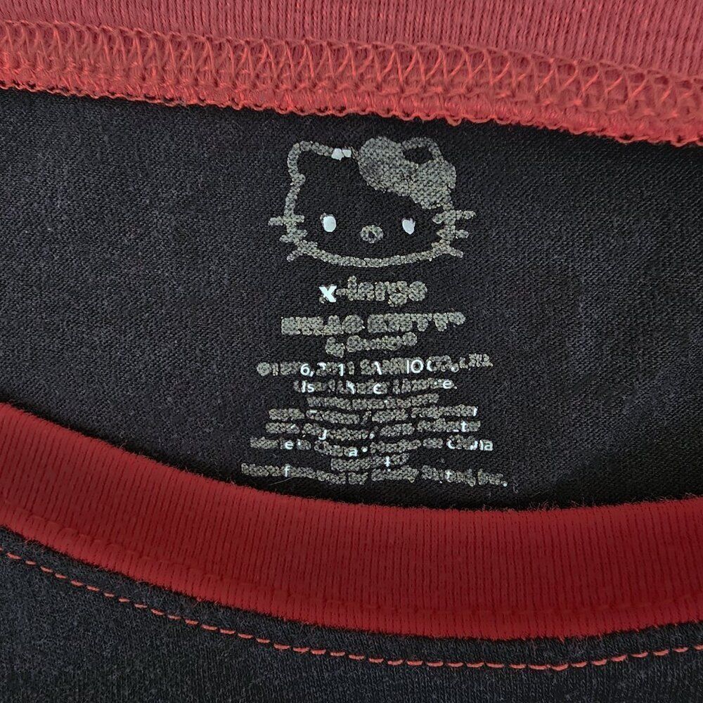 Hello Kitty Juniors XL Black Red Baseball Pajama Top 10s Y2K - Picture 5 of 5